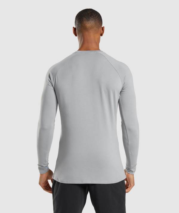 Panske Mikiny Gymshark Apollo Long Sleeve Siva | PQ1804365